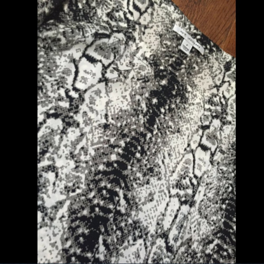 St. John Gray Black Python Print Stretch Silk Top - image 5